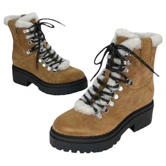 Marc Fisher Nalina Tan Leather Fur Tim Womens Ankle Boots Size 6M - Picture 10 of 10